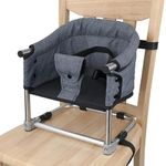 Portable Feeding Seat Baby High Chair Folding Chair Height Adjustable for Home & Travel, Toddler Highchair Straps to Kitchen Dinner Table, Grey