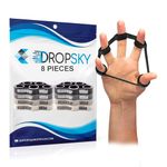 Finger Strengthener Hand Resistance Bands [8pcs] for Fitness and Sports, Finger Exerciser Grip Strength Trainer Hand Stretcher, Muscle Exercisers Improve Grips Performance (4 Levels 6.6lb, 8.8lb, 11lb, 13.2lb)