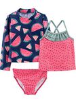 Simple Joys by Carter's Baby Girls' 3-Piece Assorted Rashguard Sets Rash Guard, Watermelon, 3-6 Months