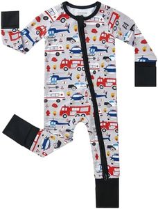 pureborn Baby Boys Sleeper Viscose from Bamboo Pajamas 2-Way Zipper Snug Fit Sleepwear Rescue Vehicle 18-24 Months
