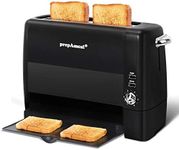 prepAmeal Long Slot Toaster 2 Slice Toaster with 6 Shade Settings, Bagel/Cancel, Extra Wide Slots, Removable Crumb Tray, for Bagels, Waffles, Breads, Puff Pastry, Snacks (2-Slice, Black)