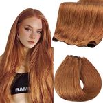 Fshine Wefts Human Hair Extensions 18 inch Color 330 Black 50 Gram Bundles Straight Hair Extensions Human Hair Genius Weft Extensions Silk Straight Sew in Weave Genius Weft Extensions Red Ginger Hair