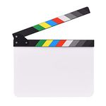 Andoer 30 x 24 cm Acrylic Film Clins Cinema Directors Clapper Board Slate Cut Action Scene Blank Clap Board Dry Erase with Multi-Coloured Sticks