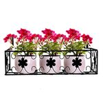 Dime Store Hanging Plant Stand / Plant Hanger For Balcony Indoor Outdoor Plants Hanger (Black, Over The Grill Balcony Rack)