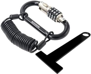 Bosvision Helmet Lock, Combination Carabiner/Karabiner Padlock, Hook Padlock, Helmet Padlock, D Ring Padlock with 150cm Coiled Steel Cable