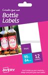 Avery HBL02 Create Your Own Printable, Customisable Glossy Bottle Labels, 2 Labels Per A6 Sheet, 95 x 64 mm, Pack of 12, White