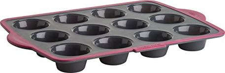 Trudeau 09912094 12 Count Structure Muffin Pans in Silicone, Grey/Pink