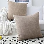 Kevin Textile Decor Burlap Natural Style Lined Linen Throw Pillow Cases Cushion Cover for Bed/Sofa, 26x26 inch(2 Pieces, Natural Linen)