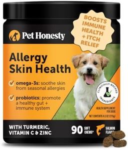 PetHonesty Allergy Skin Health - Fish Oil for Dogs Omegas, DHAGold, Flaxseed, Probiotics for Itch-Free Skin, Shiny Coats, Helps Reduce Shedding, Soft Chews for Healthy Skin & Coat - 90 ct (Salmon)