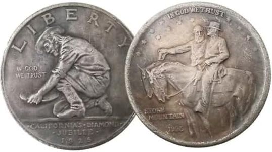 2pcs Replica Morgan Dollar Coins,1925 Stone Mountain Half Dollar Coin with 1925-S California Diamond Jubilee Half Dollar Coin