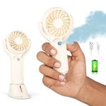 Gesto Mini Portable Usb Hand Fan or DC Fan - 3 Speed Modes Handheld Fan for Summer With 1200 mAh Battery| Rechargable Mist Fan With Water Spray | Portable Misting Fan for Makeup,Kitchen,Travel (White)