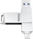 iDiskk 256GB MFi Certified Flash Drive Photo Stick for iPhone (14/13/12/12 pro/12 pro max/11/11 Pro/XR/X) Memory Stick iPad External Photo Storage for MacBook/Laptops/PC Photo Vault