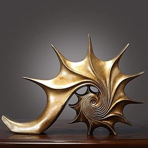 YUDIZWS Coquille Statue en Polyrésine Figure Décorative Moderne Sculpture Bureau Salon à Décorer 40,5 X28 X 5,5 cm,d'or