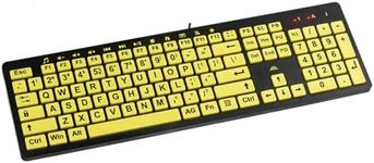 Alt Clearkeys Keyboard Large Print High Contrast USB Wired Computer Keyboard Yellow Keys with Black Letters - Oversized Print Big Letters Great for Visually Impaired Individuals and Seniors