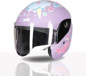TVS Moto Jr. Kids Helmet |Fun Glow in the Dark Graphics | Lightweight ISI Certified ABS Shell| Removable Cheek Pads | Ideal Helmet for Cycle Scooter Daily Ride Comfort & Protection (Lavender/XXS)
