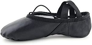 Black Ballet Canvas Dance Shoes Gymnastic Yoga Shoes Flat Split Sole Leather Ballerina Girls Ladies Children's and Adult's Sizes (3 UK)