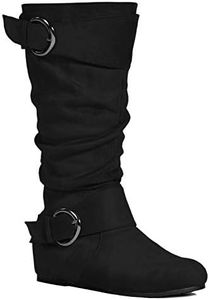 RF ROOM OF FASHION Dublin-01 Women's Wide Calf Wide Width Knee High Boots w Pocket - Plus Size Friendly, Black Wide Calf, 9 Wide