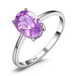 JewelryPalace Class Natural Gemstone Garnet Peridot Amethyst Citrine Blue Topaz Birthstone Solitaire Engagement Rings for Women, Anniversary White Gold Plated 925 Sterling Silver Promise Rings for Her