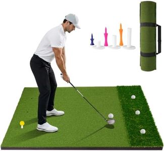 MONOJOY 5x4ft Dual-Turf Golf Mat Practice Outdoor/Indoor with 6 Tees
