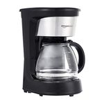 Amazon Basics 5-Cup Coffee Maker with Reusable Filter, Black and Stainless Steel