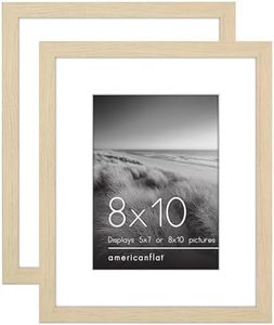 Americanflat 8x10 Picture Frame Set of 2 in Natural Oak - Use as 5x7 Picture Frame with Mat or 8x10 Frame Without Mat - Collage Picture Frames with Plexiglass Cover and Easel for Wall and Tabletop