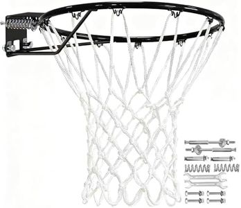 Heavy Duty Replacement Basketball Rim - 18" Solid Steel with Heavy-Duty Net, Pro-Grade Basketball Hoop Rim, Wall-Mount & Hoop Replacement, Double Spring Basketball Hoop Rim & Complete Installation Kit