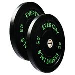 BalanceFrom Color Coded Black Olympic Bumper Plate Weight Plate with Steel Hub, 25LB Pair