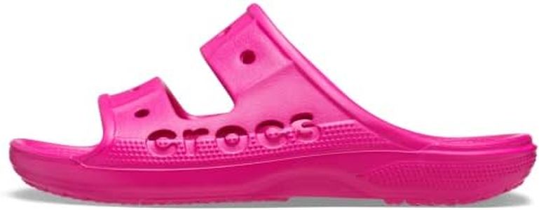 Crocs Unisex-Adult Men's and Women's Baya Two-Strap Slide Sandals, Candy Pink, 9 Women/7 Men