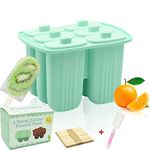 Homemade Popsicles Molds,Bongpuda 6 Pieces Silicone Popsicle Molds,Easy-Release Bpa-Free,Ice Pop Mold,Ice Cream Molds, Popsicle Molds For Kids,With 50 Pcs Popsicle Sticks+Cleaning Brush(Greens）