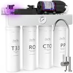 SimPure UV Tankless Reverse Osmosis System, NSF/ANSI 58 Certified, Under Sink RO Water Filter System 400 GPD, 8 Stage Water Filtration Near 0 TDS, Built-in Pump, BPA Free, 1.5:1 Pure to Drain