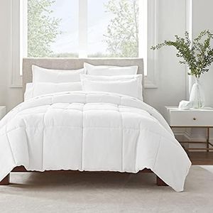 SERTA Simply Clean Ultra Soft Hypoallergenic Solid 2 Piece Comforter Set, Twin XL, White