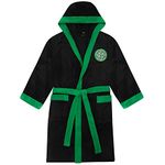 Celtic FC Official Gift Mens Hooded Fleece Dressing Gown Robe Black Medium