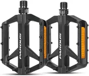 Pardus M908 Flat Pedals Mountain Bike Pedals, 2DU Bearings Non-Slip Lightweight Engineering Plastics Pedals with Reflector, Boron Steel Axle,4.3''x 4''x 0.87'', 0.5lb, 9/16" for BMX MTB