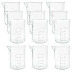 12 Pcs 50ml Transparent Lab Measuring Beakers Plastic Beaker Cups Small Clear Graduated Beakers Epoxy Resin Mixing Cups Liquid Container Beakers for Science Experiment