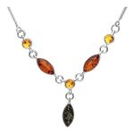 Designer Inspirations Boutique Amber Sterling Silver Necklace - Solid Silver Amber Necklace - Amber Jewellery 030196