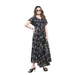 Rupansh Creation Georgette Long Maxi Dress Printed Gown for Wedding, Party, Anniversary, Birthday (Black, 2XL)