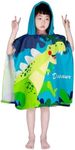 growell Hooded Kids Beach Towels - Toddler Bath Towel Girls Boys Swim Cover-ups for Ages 1 to 6 Kids Pool Towels Quick Dry Lightweight Soft Microfiber Poncho Towel 24x23(Dino Jungle)
