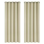 Deconovo Window Treatment Super Soft Blackout Curtains Thermal Insulated Eyelet Curtains for Kids 66 x 90 Inch Beige 2 Panels