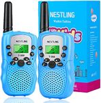 Nestling 2 Pack Walkie Talkies for Kids, Walkie Talkies for Kids 8 Channels 2 Way Radio Toy with Backlit LCD Flashlight, 3 Miles Range for 3-12 Year Old Boys Girls - Blue