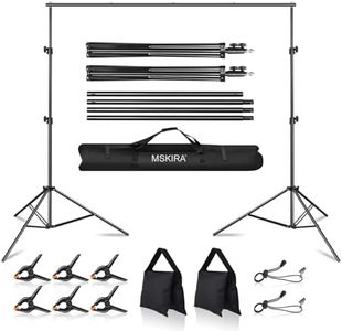 Backdrop Stands, MSKIRA Photo Backdrop Stand Kit 10ft X 7.5ft, Back Drop Adjustable Stand, Background Support System for Studio Portrait Photoshoot, Wedding Parties, with Clamps, Sandbags, Carry Bag