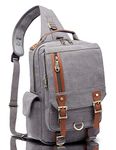 KAUKKO Canvas Messenger Bag Cross Body Shoulder Sling Backpack Travel Hiking Chest Bag(Grey)