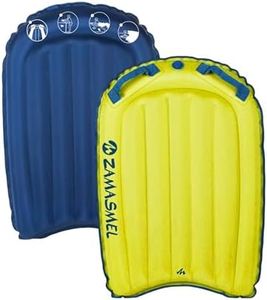 Premium Inflatable Bodyboard for Adults (50-220 lbs) Heavy Duty Nylon Surf Body Board for Beach and Pool Lightweight Wave Rider for Ocean and Water Sports Durable Floating Surfboard (Yellow)