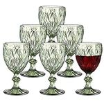 6 Pieces Vintage Wine Glasses Set, 8 Ounce Colored Glass Water Goblets, Stemmed Retro Style Drinking Glasses, Crystal Glass Cups, Dishwasher Safe, for Wedding Party Red Wine Glass with Gift Box