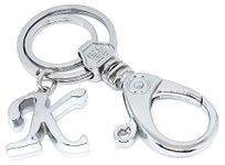 Aura Premium Chrome Plated Pendant Initial Alphabet K Key Ring with Hook Silver Metal Key Chain (K)