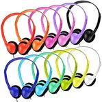 Kids Headphones Bulk 18 Pack Multi Colored On-Ear Corded Headphones with 3.5mm Jack for School Classroom Libraries Students Adult, Individually Bagged (12 Colors)