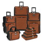 Travel Select Amsterdam Expandable Rolling Upright Luggage, Orange, 8-Piece Set (15/21/25/29/Packing Cubes), 2-piece Set