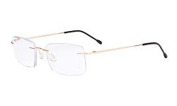 Eyekepper Frameless Eyeglasses Men - Rectangle Rimless Eyewear Gold