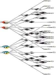 5-arm Umbrella Fishing Rig, Aalabama a rig with Double Layer Rotating Leaves, 4 PCS (Color: Orange Blue)