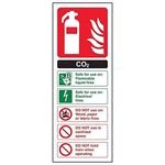 V Safety Co2 Id Fire Extinguisher Sign - Portrait - 75mm X 200mm - 1mm Rigid Plastic