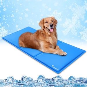 Angelpet Tapis rafraîchissant pour Chien - L 90 x 50 cm - Tapis en Gel Auto-rafraîchissant Non Toxique - Tapis rafraîchissant imperméable et Durable pour Chiens et Chats en été, Pas d'eau ou de